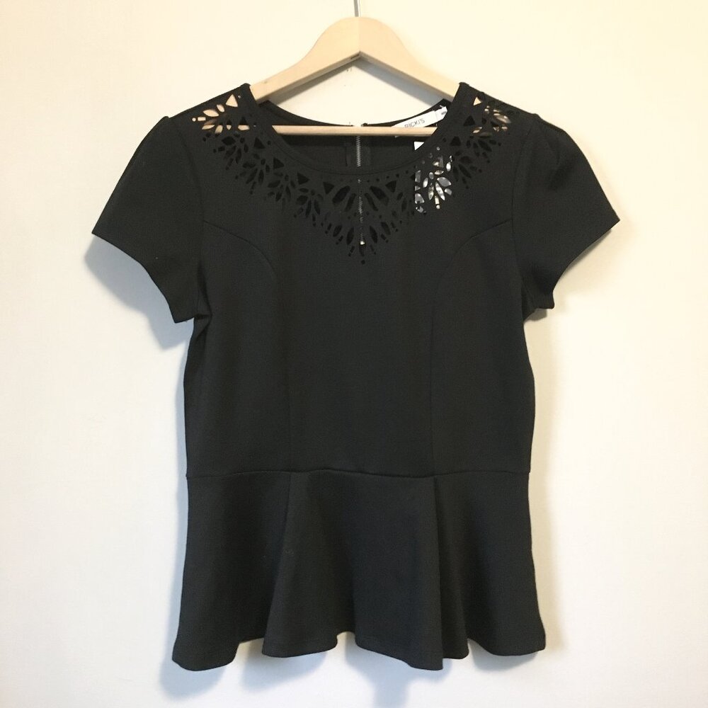 NWT Dark Coquette Dollette Peplum Top Cap Sleeve Black - M